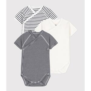 PETIT BATEAU Set van 3 gekruiste rompers met korte mouwen