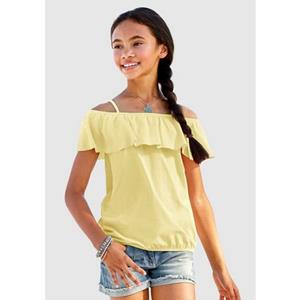 KIDSWORLD T-shirt Volant-Shirt Korte mouwen, wijde pasvorm, carmenhals, van jersey stof