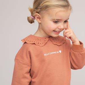 LA REDOUTE COLLECTIONS Sweater met Claudinekraag en geborduurde tekst, in molton