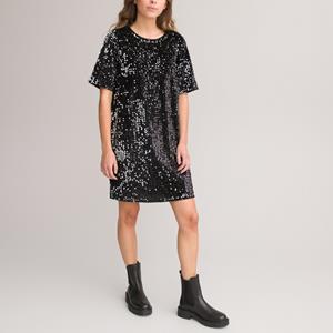 LA REDOUTE COLLECTIONS Rechte jurk met zecchino's en met korte mouwen