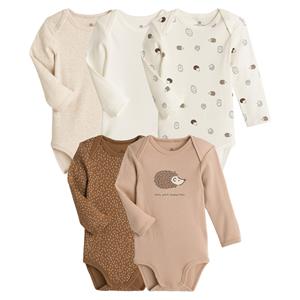 LA REDOUTE COLLECTIONS Lot de 5 bodies manches longues imprimé hérisson