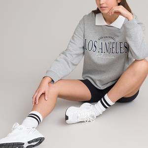 LA REDOUTE COLLECTIONS Oversized sweater met polokraag, borduursel vooraan, in molton