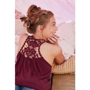 KIDSWORLD Tanktop Viskose - Top met kanten inzet achter