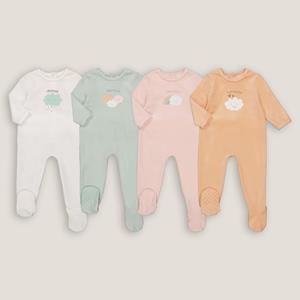 LA REDOUTE COLLECTIONS Set van 4 pyjama's, eendelig in fluweel, bedrukte wolken