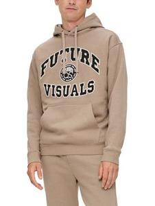 Geprinte gem&ecirc;leerde katoen hoodie sweatshirt QS