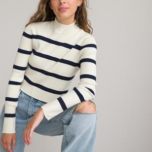 LA REDOUTE COLLECTIONS Gestreepte cropped trui, opstaande kraag