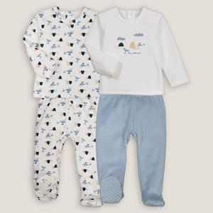 LA REDOUTE COLLECTIONS Set van 2 pyjama's in fluweel, 2-delig, walvis motief