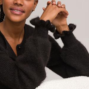 LA REDOUTE COLLECTIONS Gebreid vest in gemengd alpaca, volants onderaan de mouwen