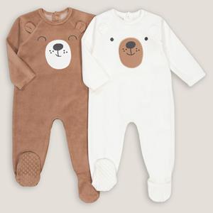 LA REDOUTE COLLECTIONS Set van 2 pyjama's in fluweel, beer motief