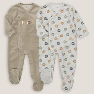 LA REDOUTE COLLECTIONS Set van 2 pyjama's, 1-deling in fluweel, motief leeuw