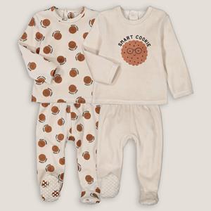 LA REDOUTE COLLECTIONS Set van 2 pyjamas, 2 delig in fluweel, cookie motief