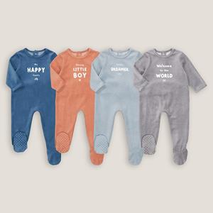 LA REDOUTE COLLECTIONS Set van 4 pyjama's, 1-delig, fluweel, met tekst