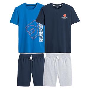 LA REDOUTE COLLECTIONS Set van 2 pyjashorts met basketbal print