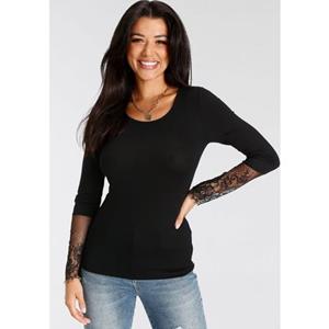 Melrose Shirt met lange mouwen getailleerde pasvorm, van jersey en kant