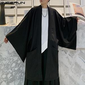 Lente Mannen Japanse Kimono Vest Lange Shirts Mannelijke Kleding