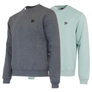 Donnay Donnay Heren - 2-Pack - Fleece Crew Sweater Dean - Donkergrijs & Lichtgroen