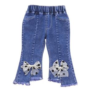 Sunshine kids clothing 1-5Y Jeans for Girls Stretch Flared Elegant Bow Cute Denim Pants Sweet Bowknot Lovely Spring Child Toddler Kid Trousers
