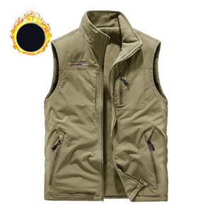 Jianchi Mall AA Fall/winter Plus Velvet Vest Outdoor Sports Vest for Middle-aged and Elderly Men Quick-drying Multi-pocket Leisure Vest