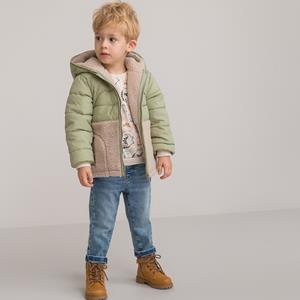LA REDOUTE COLLECTIONS Donsjas met kap, twee materialen