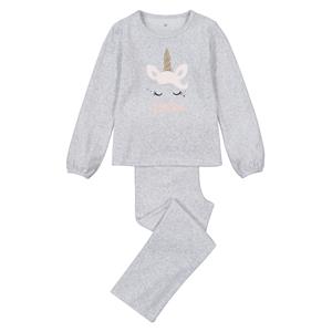LA REDOUTE COLLECTIONS Pyjama in fluweel, geborduurde eenhoorn