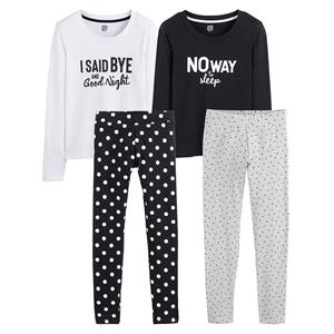 LA REDOUTE COLLECTIONS Set van 2 pyjama's met tekst en stippen