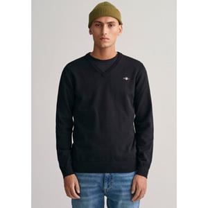 Gant V-Ausschnitt-Pullover "CLASSIC COTTON V-NECK", mit Logostickerei auf der Brust