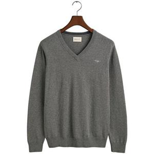 Gant V-Ausschnitt-Pullover "CLASSIC COTTON V-NECK", mit Logostickerei auf der Brust