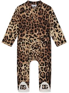 dolce&gabbanakids Dolce & Gabbana Kids Romper met luipaardprint - Bruin