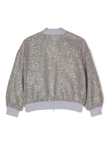 brunellocucinellikids Brunello Cucinelli Kids Bomberjack met pailletten - Grijs