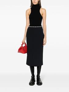 Versace logo-waistband straight midi skirt - Zwart