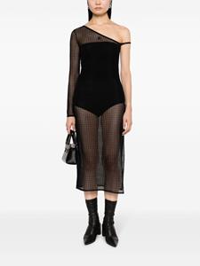 Courrèges asymmetric semi-sheer midi dress - Zwart