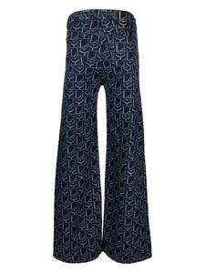 Ludovic de Saint Sernin monogram-print lace-up jeans - Blauw