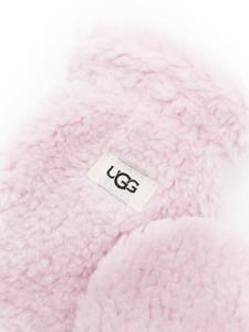 logo-patch fleece gloves - Roze