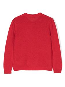 round-neck buttoned cardigan - Rood