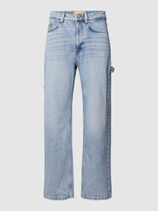 Jeans in smal model met knoop- en ritssluiting