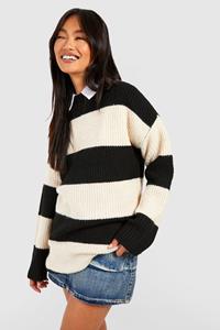 Boohoo Oversized Gestreepte Trui, Black