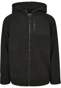 URBAN CLASSICS Strickfleecejacke "Herren Hooded Sherpa Zip Jacket", (1 St.)