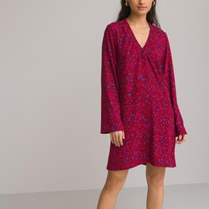LA REDOUTE COLLECTIONS Korte jurk, wijd uitlopend, V-hals, lange mouwen