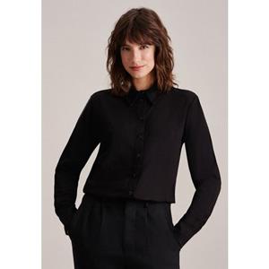 seidensticker Overhemdblouse Zwarte roos Lange mouwen kraag uni