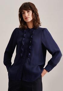 Klassieke blouse Zwarte roos Lange mouwen kraag uni