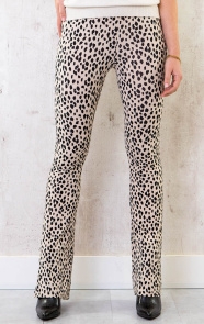 The Musthaves Flared Broek Panterprint Creme