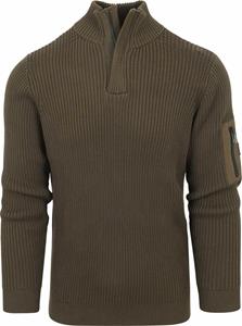 Suitable Half Zip Trui Noord Donkergroen