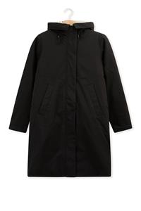 Zwarte Parka Met Uitneembare Faux Fur Voering