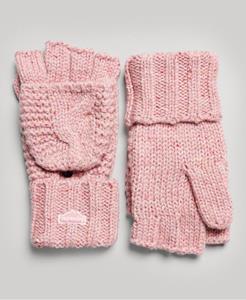 Superdry Vrouwen Gebreide Handschoenen met Kabelpatroon Roze