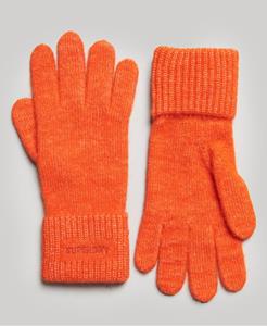 Superdry Vrouwen Essential Geribde Handschoenen Oranje Grootte: 1SIZE