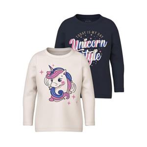 name it Langarmshirt Doppelpack NMFVEEN für Mädchen dunkelblau Mädchen 