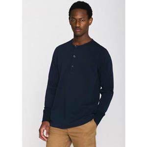 KnowledgeCotton Apparel Longsleeve T-shirt Henley Donkerblauw