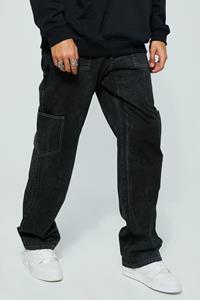 Boohoo Tall Gebleekte Baggy Utility Cargo Broek, Black