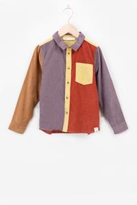 Sissy-Boy Donkerrood ribcord colourblock overhemd