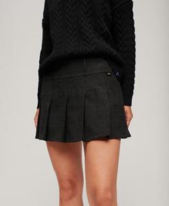 Superdry Vrouwen Geplooide Minirok met Lage Taille Donkergrijs